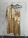 Sunlit Beige Silk Robe + Slip Dress