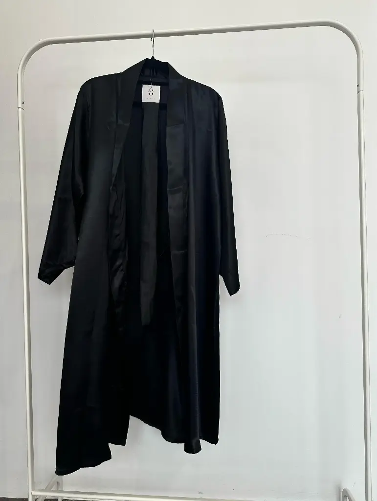 Midnight Black Silk Robe