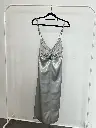 Lunar Grey Silk Slip Dress