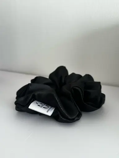 Midnight Black Silk Scrunchie
