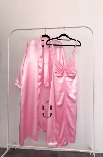 Heavenly Pink Silk Robe + Slip Dress