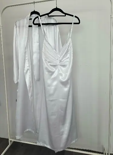 Whisper White Silk Robe + Slip Dress
