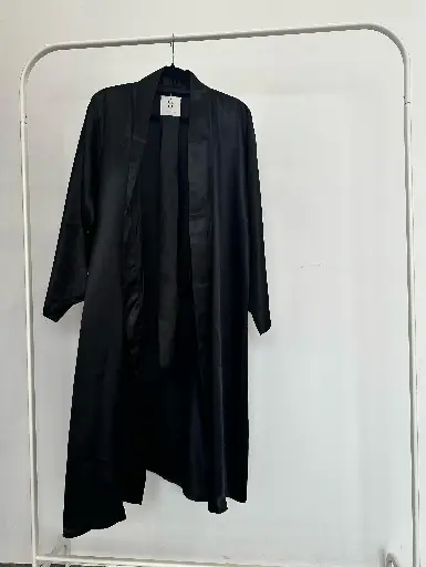 Midnight Black Silk Robe