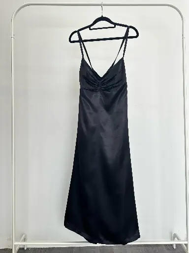 Midnight Black Silk Slip Dress