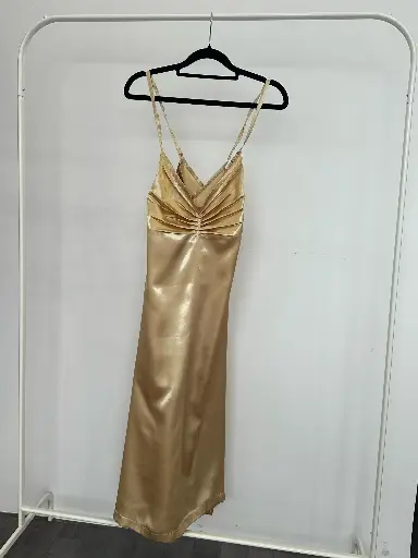 Sunlit Beige Silk Slip Dress